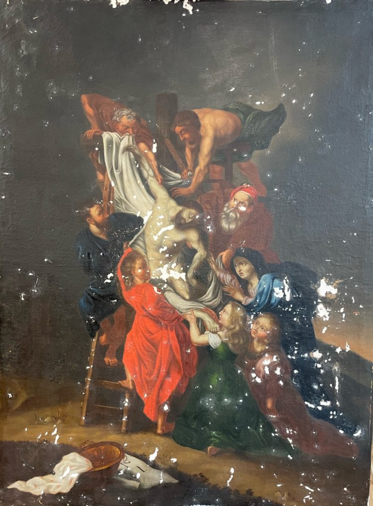 Restaurierung von barocker Kunst, Barockgemälde, Leinwandgemälde, Ölgemälde, Kittungen, Rubens, Kreuzabnahme