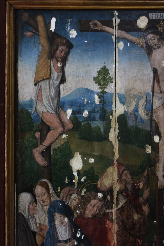 Tafelgemälde des 15. Jahrhunderts vor der Restaurierung