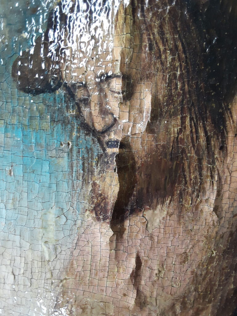 Vorher-vor restaurierung-detail-mittalalterliches Gemälde