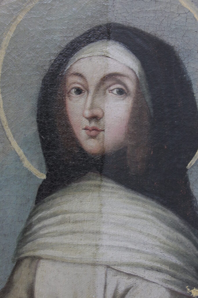 Firnisabnahme, schnitt in der mitte, Restauratorin Kloster Arnstein, Restaurierung Lahn, Taunus